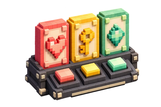 Colourful voxel puzzle cards