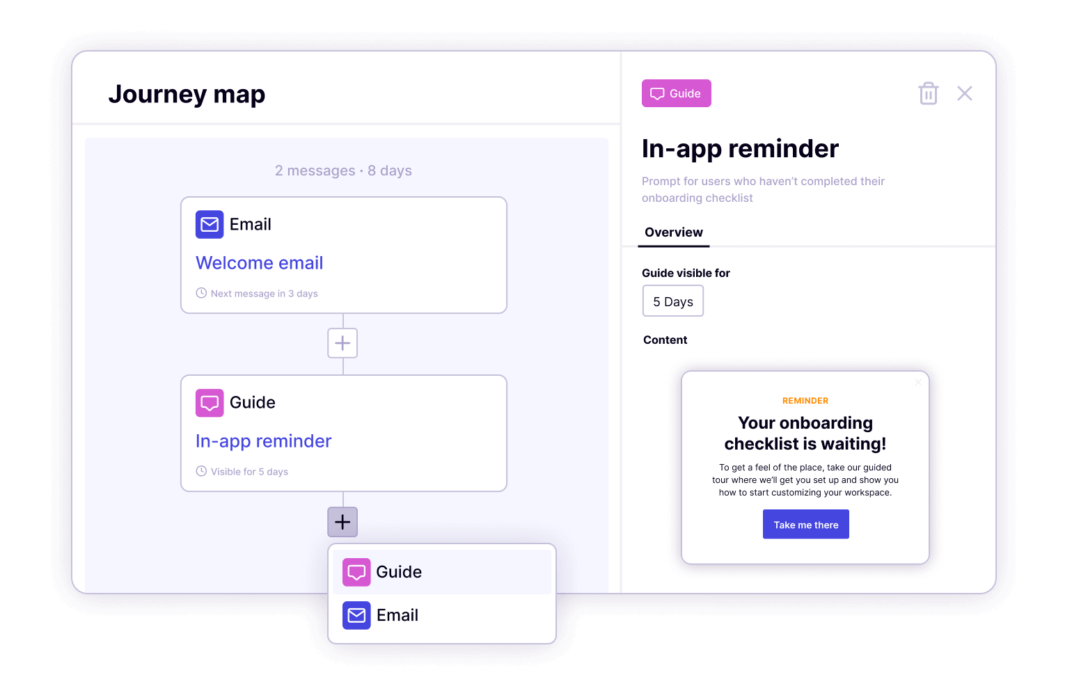 Pendo Orchestrate Journey map screen